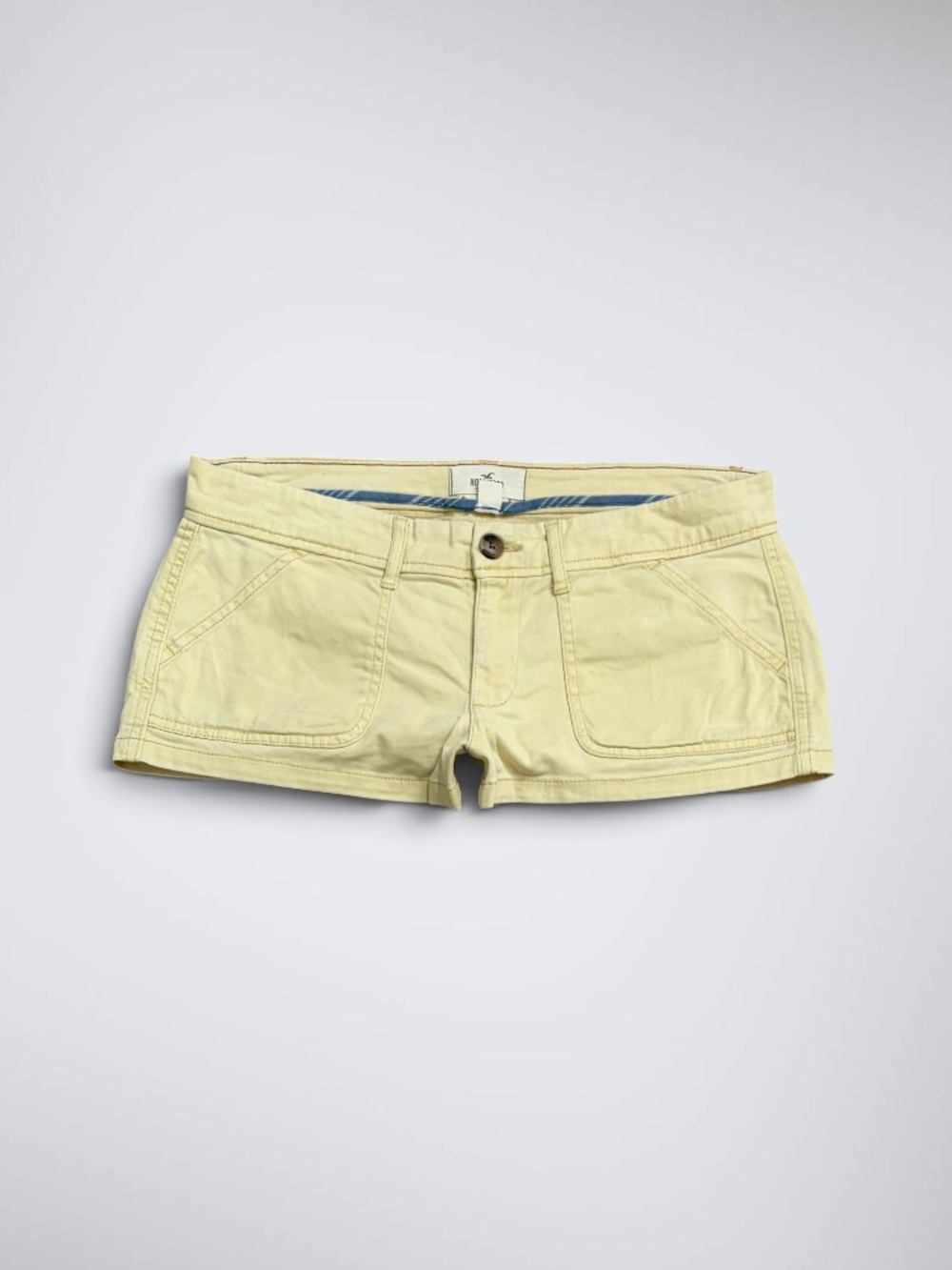 Early 2000s Hollister Pastel Yellow Low Rise Micro Mini Shorts